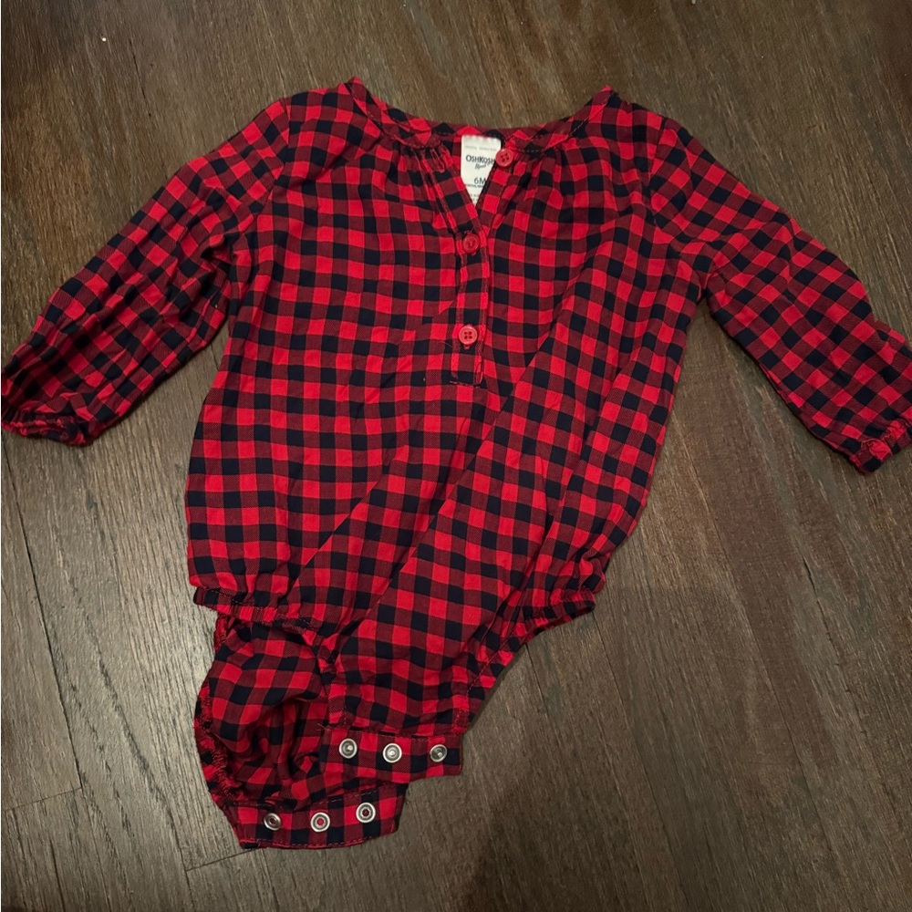 Red & Navy Gingham Girls Blouse